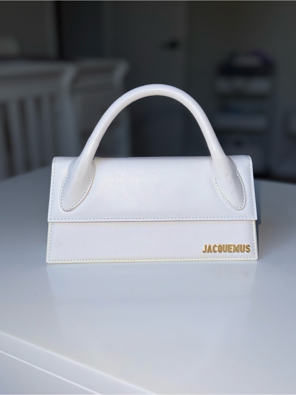 Jacquemus White Mini Top-Handle Leather Bag